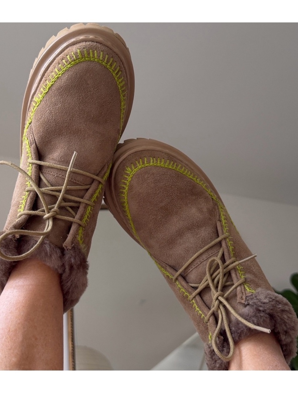 Laidback London Free People Setsu Suede Crochet Ankle Boots Tan & Green 8 NWOT